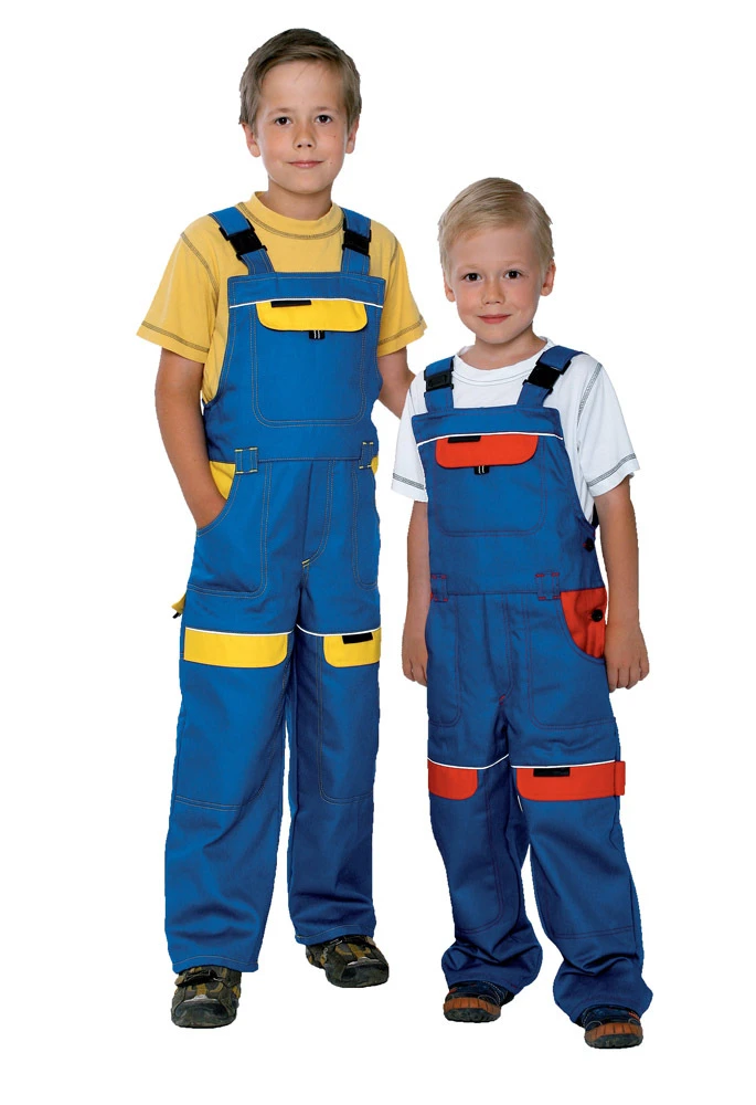 Pantaloni cu pieptar ARDON®COOL TREND albastru-galben pentru copii