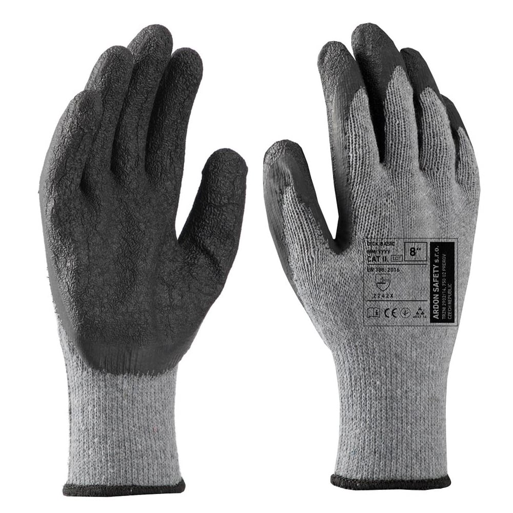 Manusi de protectie cu palma imersata in latex Dick Basic gri/negru 2242X