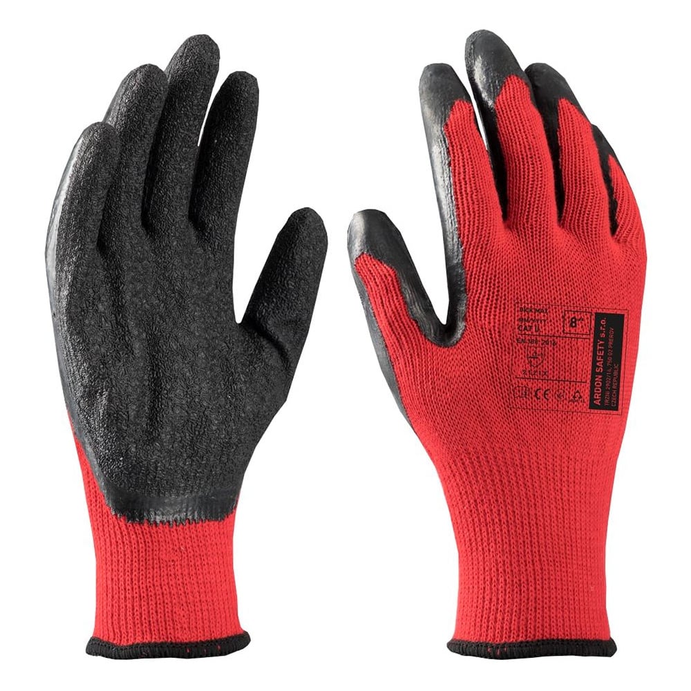 Manusi de protectie cu palma imersata in latex Dick Max rosu/negru 1121X