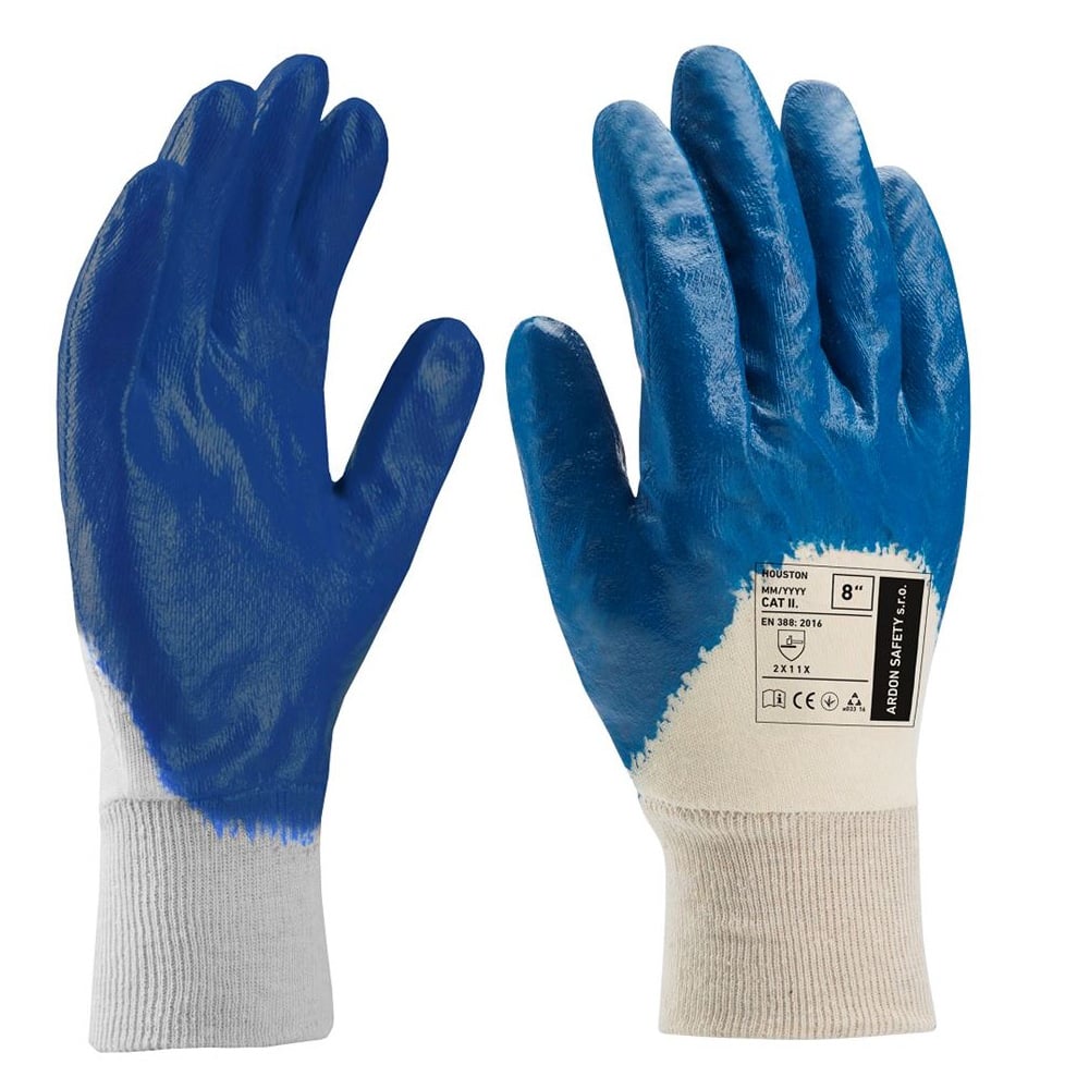 Manusi de protectie imersate in nitril 3/4 Houston - alb/albastru - 3121X